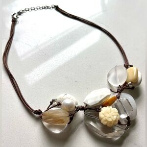 Silpada quartz carved bone magnesite calcite pearl and Sterling silver necklace